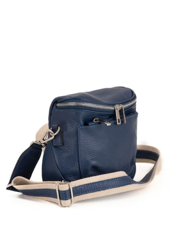 Lucca Baldi Leder-Umhängetasche "Favara" in Dunkelblau - (B)24 x (H)19 x (T)7 cm