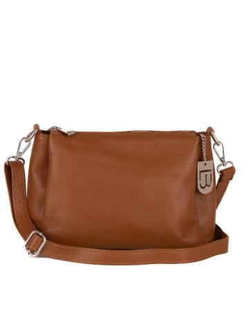Lucca Baldi Leren schoudertas "Melfi" cognackleurig - (B)26 x (H)19 x (D)9 cm