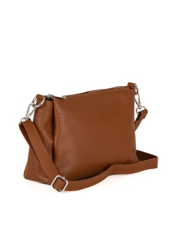 Lucca Baldi Leren schoudertas "Melfi" cognackleurig - (B)26 x (H)19 x (D)9 cm