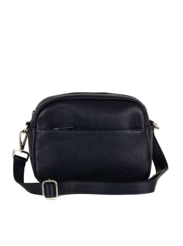 Lucca Baldi Leren schoudertas "Cascina" donkerblauw - (B)22 x (H)18 x (D)9 cm