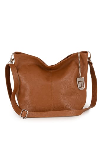Lucca Baldi Leder-Schultertasche "Trapani" in Camel - (B)33 x (H)25 x (T)14 cm