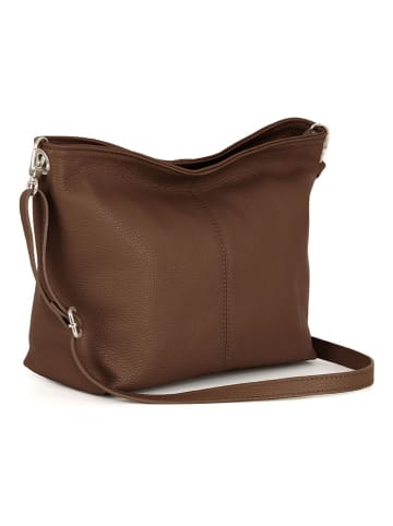 Lucca Baldi Leren schoudertas "Trapani" bruin - (B)33 x (H)14 x (D)25 cm