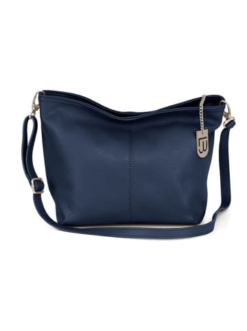 Lucca Baldi Leder-Umhängetasche "Trapani" in Blau - (L)33 x (B)14 x (H)25 cm