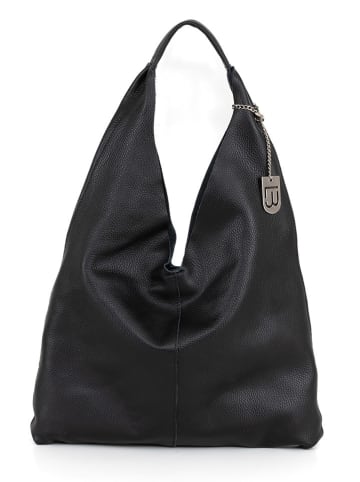 Lucca Baldi Leder-Schultertasche "Catanzaro" in Schwarz - (B)45 x (H)36 x (T)5 cm