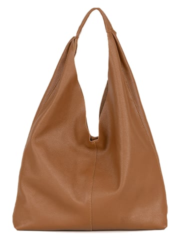 Lucca Baldi Leren schoudertas "Catanzaro" camel - (B)45 x (H)36 x (D)5 cm