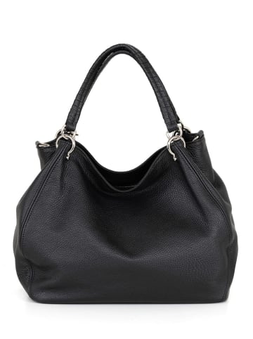 Lucca Baldi Leder-Schultertasche "Viareggio" in Schwarz - (B)33 x (H)28 x (T)16 cm
