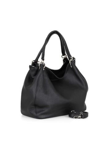 Lucca Baldi Leren schoudertas "Viareggio" zwart - (B)33 x (H)28 x (D)16 cm