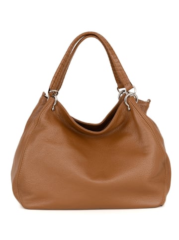 Lucca Baldi Leder-Schultertasche "Viareggio" in Camel - (B)33 x (H)28 x (T)16 cm