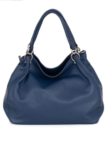 Lucca Baldi Leder-Schultertasche "Viareggio" in Dunkelblau - (B)33 x (H)28 x (T)16 cm