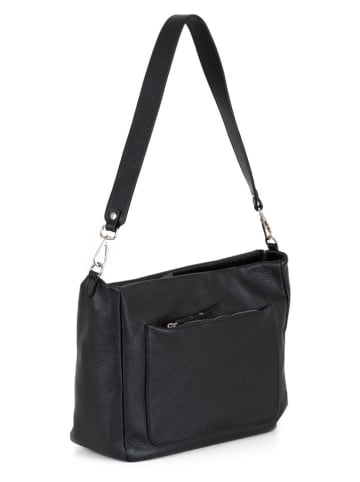 Lucca Baldi Leren schoudertas "Acreide" zwart - (B)32 x (H)23 x (D)16 cm