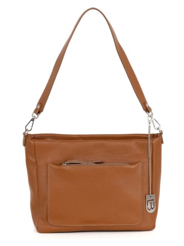 Lucca Baldi Leder-Schultertasche "Acreide" in Hellbraun - (B)32 x (H)23 x (T)16 cm