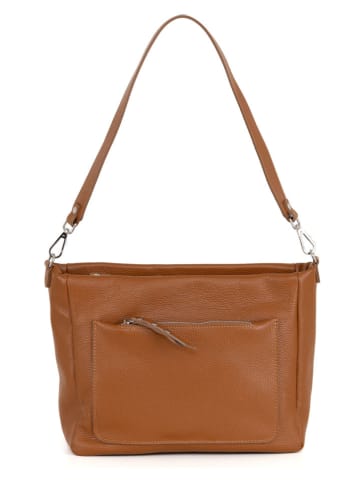 Lucca Baldi Leder-Schultertasche "Acreide" in Hellbraun - (B)32 x (H)23 x (T)16 cm