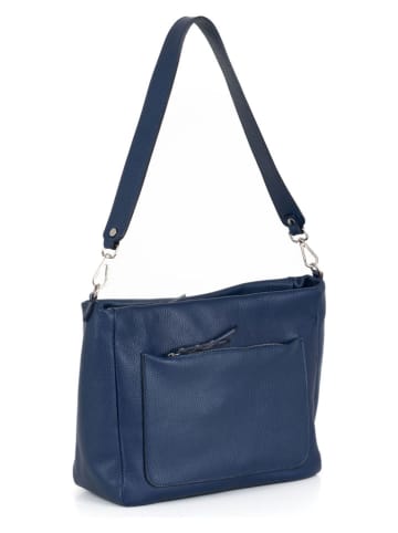 Lucca Baldi Leren schoudertas "Acreide" donkerblauw - (B)32 x (H)23 x (D)16 cm