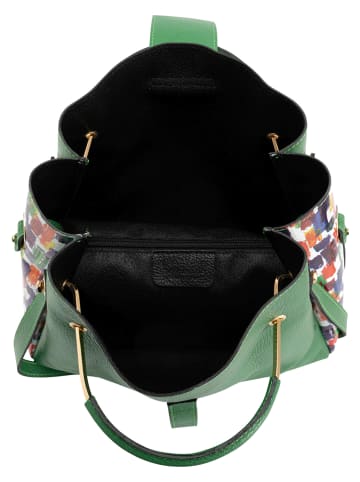 Anna Morellini Leder-Henkeltasche "Ana" in Grün - (B)38 x (H)32 x (T)13 cm