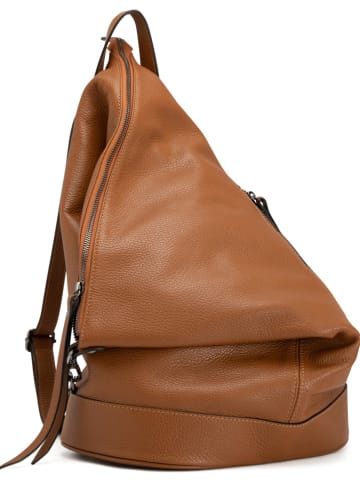Anna Morellini Leder-Rucksack "Aureliana" in Cognac - (B)37 x (H)40 x (T)16 cm