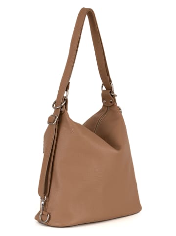 Anna Morellini Leren schoudertas "Ylenia" lichtbruin - (B)39 x (H)30 x (D)16 cm