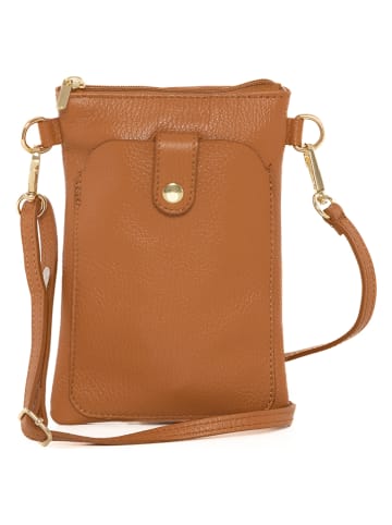 Anna Morellini Leren smartphonetas "Erica" lichtbruin - (B)14 x (H)21 x (D)1 cm