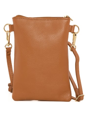 Anna Morellini Leder-Handytasche "Erica" in Hellbraun - (B)14 x (H)21 x (T)1 cm