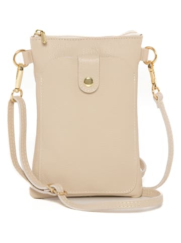 Anna Morellini Leder-Umhängetasche "Erica" in Beige - (B)14 x (H)21 x (T)1 cm