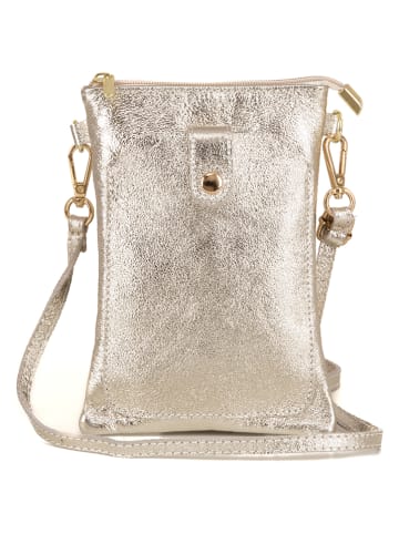 Anna Morellini Leder-Umhängetasche "Erica" in Gold - (B)14 x (H)21 x (T)1 cm