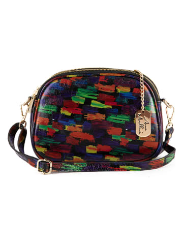 Anna Morellini Leren schoudertas zwart/meerkleurig - (B)23 x (H)17 x (D)7 cm