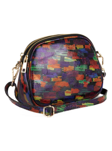Anna Morellini Leren schoudertas zwart/meerkleurig - (B)23 x (H)17 x (D)7 cm