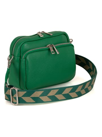 Anna Morellini Leren schoudertas "Erminia" groen - (B)22 x (H)17 x (D)9 cm