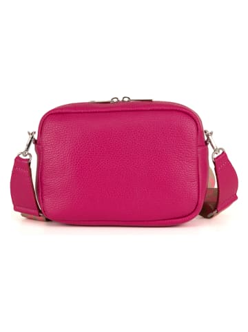 Anna Morellini Leder-Umhängetasche "Erminia" in Pink - (B)22 x (H)17 x (T)9 cm