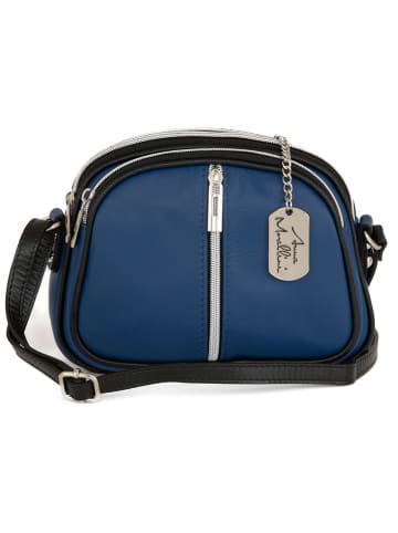 Anna Morellini Leren schoudertas "Desideria " donkerblauw - (B)22 x (H)15 x (D)6 cm