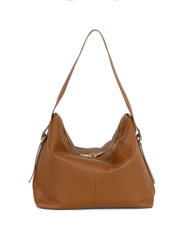 Anna Morellini Leren schoudertas "Gigliola" camel - (B)37 x (H)28 x (D)14 cm