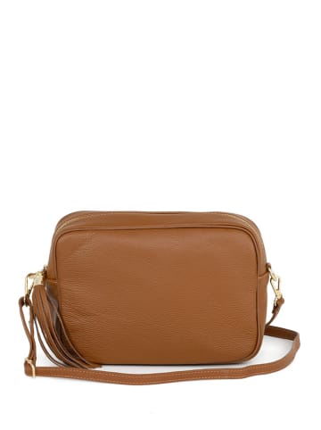 Anna Morellini Leder-Umhängetasche "Berta" in Camel - (B)28 x (H)20 x (T)10 cm