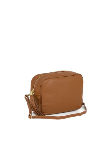 Anna Morellini Skórzana torebka "Berta" w kolorze karmelowym - 28 x 20 x 10 cm