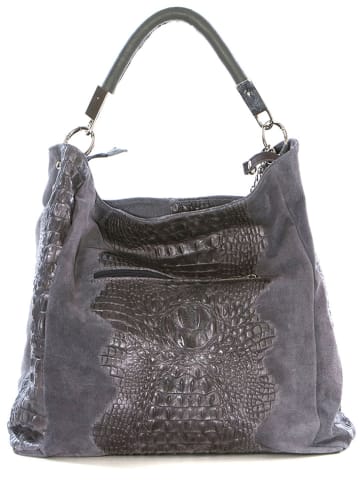 Anna Morellini Leren schoudertas grijs - (B)38 x (H)14 x (D)36 cm