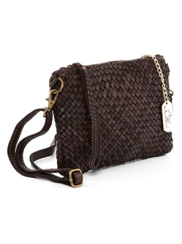 Anna Morellini Leder-Umhängetasche "Laura" in Braun - (B)23 x (H)17 x (T)1 cm
