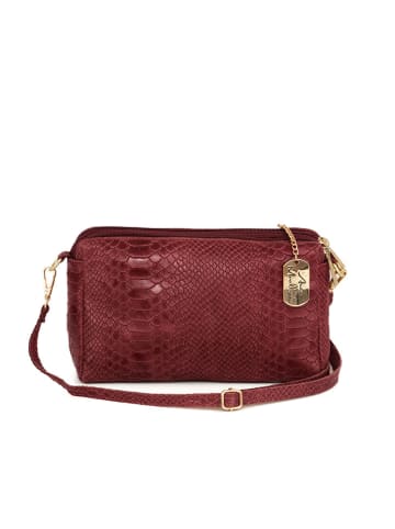 Anna Morellini Skórzana torebka "Luigina" w kolorze bordowym - 25 x 16 x 7 cm