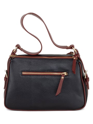 Anna Morellini Leren schoudertas "Andreina" zwart/roodbruin - (B)30 x (H)20 x (D)12 cm