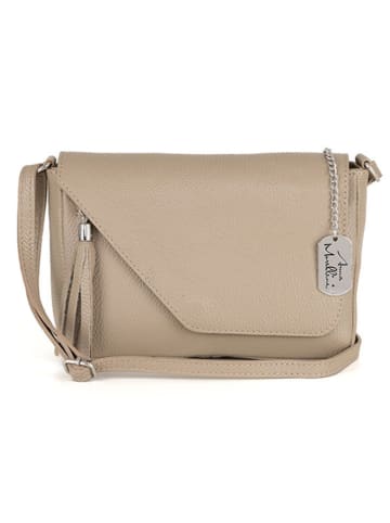 Anna Morellini Leren schoudertas "Lola" beige - (B)24 x (H)18 x (D)6 cm