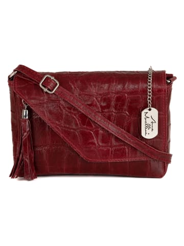 Anna Morellini Skórzana torebka "Gianna" w kolorze bordowym - 24 x 18 x 6 cm