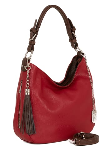 Anna Morellini Leren schoudertas "Fiorella" rood - (B)30 x (H)27 x (D)9 cm