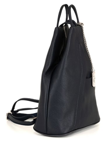 Anna Morellini Leder-Rucksack "Renata" in Dunkelblau- (B)24,5 x (H)30 x (T)7 cm