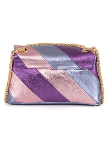 Anna Morellini Leren schoudertas "Bettina" paars/lichtroze/lichtblauw - (B)22 x (H)19 x (D)8 cm