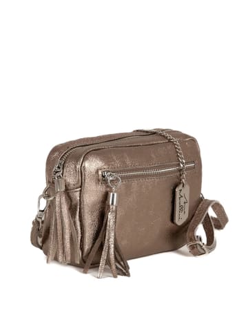 Anna Morellini Leder-Umhängetasche "Abriana" in Hellbraun - (B)20 x (H)16 x (T)8 cm