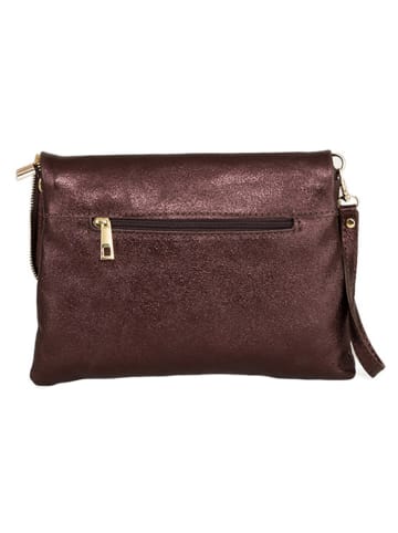 Anna Morellini Leren clutch "Giustina" donkerbruin - (B)28 x (H)20 x (D)2 cm