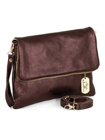 Anna Morellini Leder-Clutch "Giustina" in Dunkelbraun - (B)28 x (H)20 x (T)2 cm
