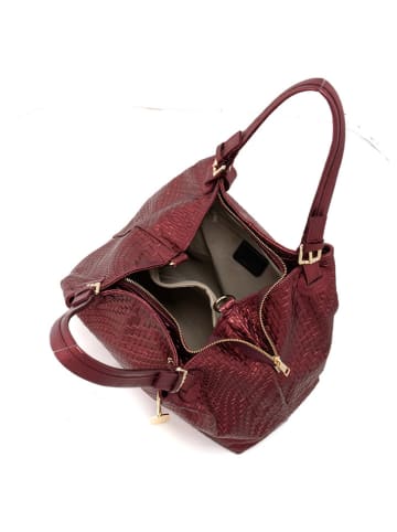 Anna Morellini Leder-Schultertasche "Eloisa" in Bordeaux - (B)38 x (H)28 x (T)16 cm