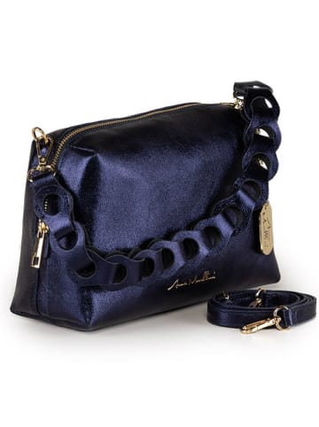 Anna Morellini Leren schoudertas "Cornelia" donkerblauw - (B)26 x (H)17 x (D)10 cm