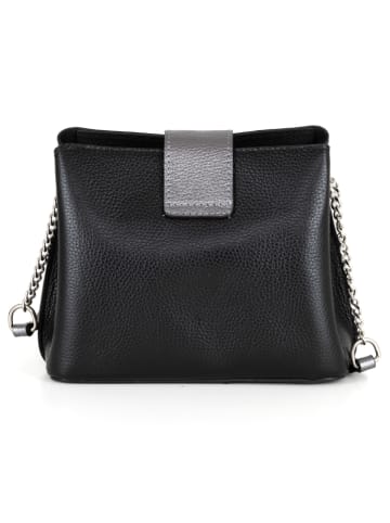 Anna Morellini Leren schoudertas "Santuzza" zwart - (B)22 x (H)19 x (D)10 cm