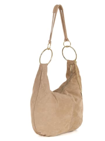 Anna Morellini Leren schoudertas "Damiana" beige - (B)38 x (H)36 x (D)9 cm