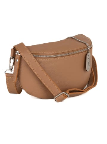 Anna Morellini Leder-Brustbeutel "Berenice" in Hellbraun - (B)25 x (H)14 x (T)1 cm