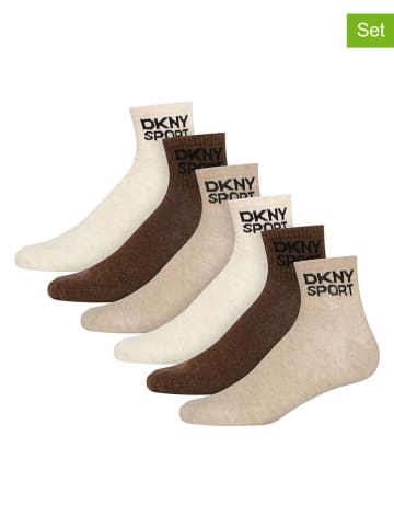 DKNY Skarpety (6 par) w kolorze beżowo-brązowo-kremowym